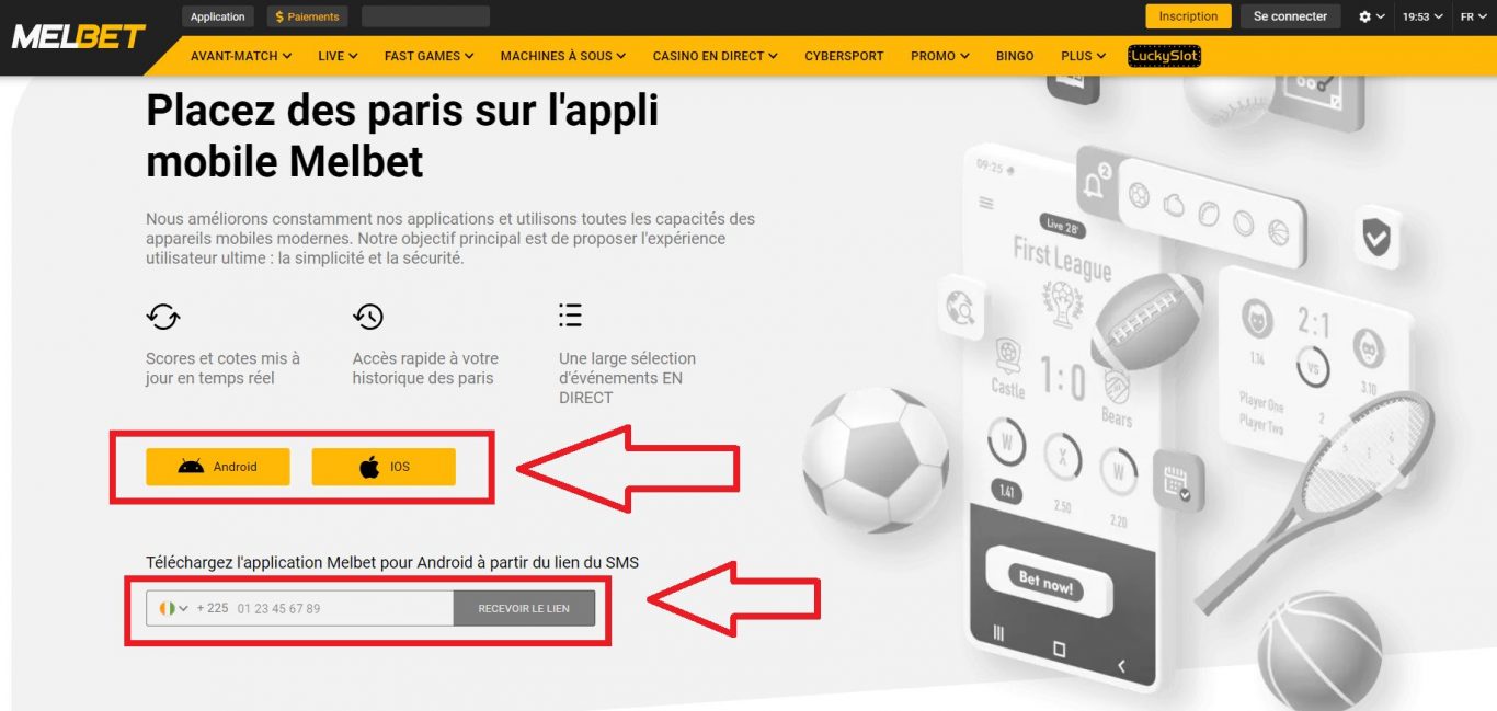 Melbet app Cote d’Ivoire pour PC